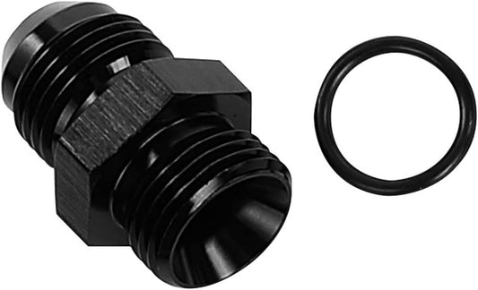 8AN Flare to 8AN ORB Male Fuel Rail Adapter Fitting - Black Anodized (Bulkhead/Gauge Port)